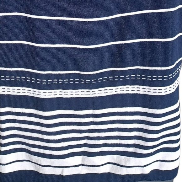 Christopher Banks Womens Striped Sweater Medium Blue White Button Accents - Picture 4 of 5